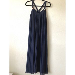 Michael Kors navy blue chiffon maxi dress.